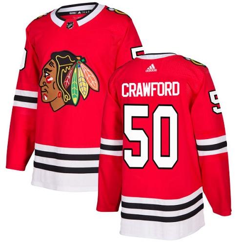 Adidas Chicago Blackhawks #50 Corey Crawford Red Home Authentic Stitched Youth NHL Jersey